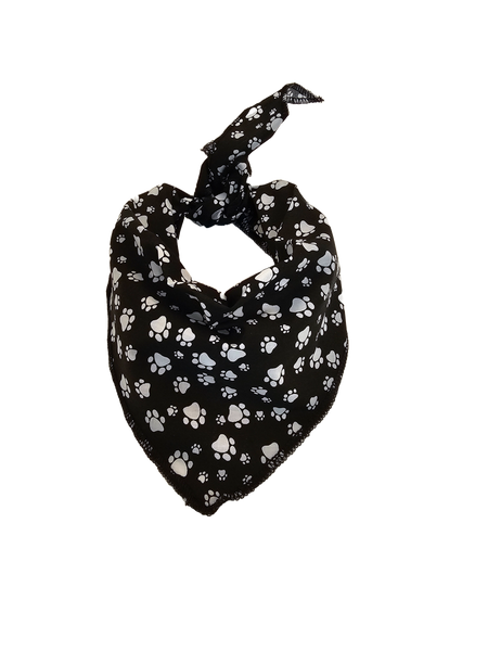 S3015 White Paws Bandana, Black