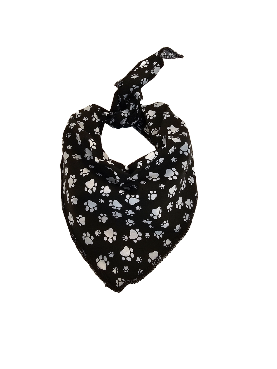 S3015 White Paws Bandana, Black