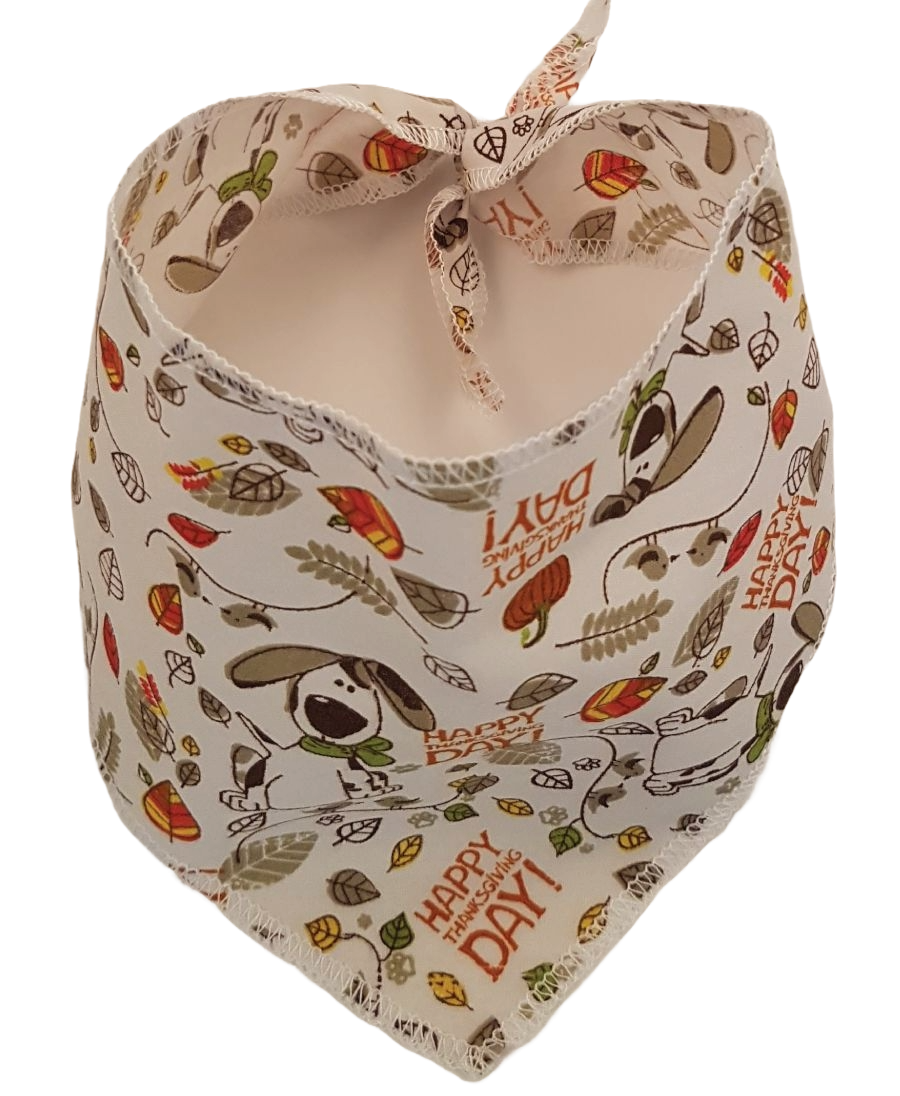 SA3057 Happy Thanksgiving Day Doggie Bandana, White