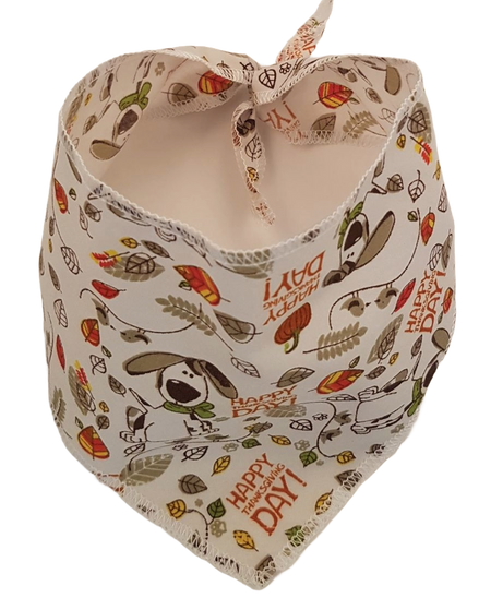 SA3057 Happy Thanksgiving Day Doggie Bandana, White