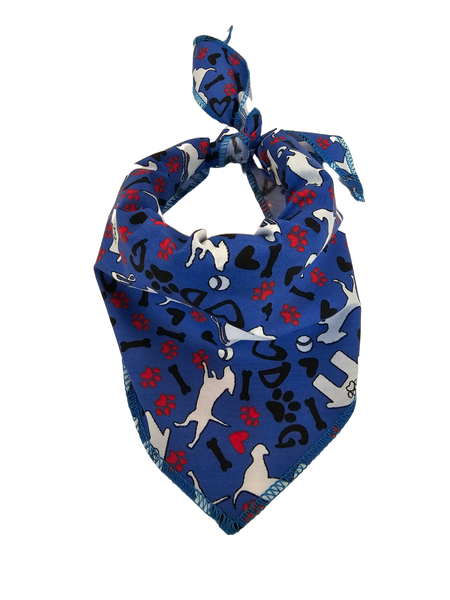 S3079 White Doggie Bandana, Blue