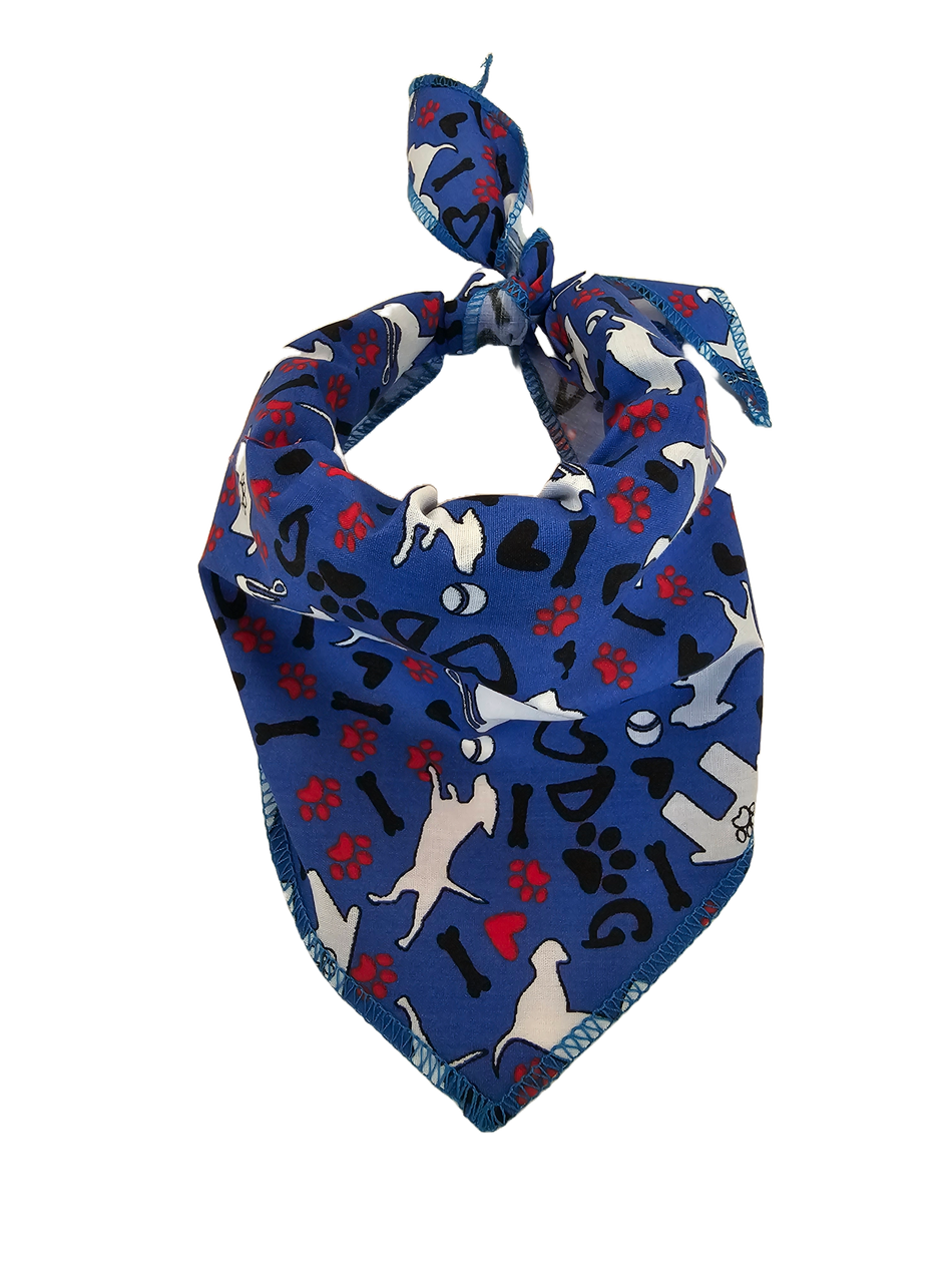 S3079 White Doggie Bandana, Blue
