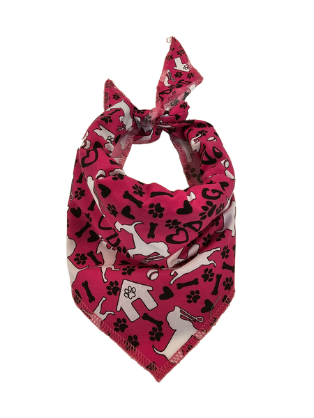 S3087 White Doggie Bandana, Pink
