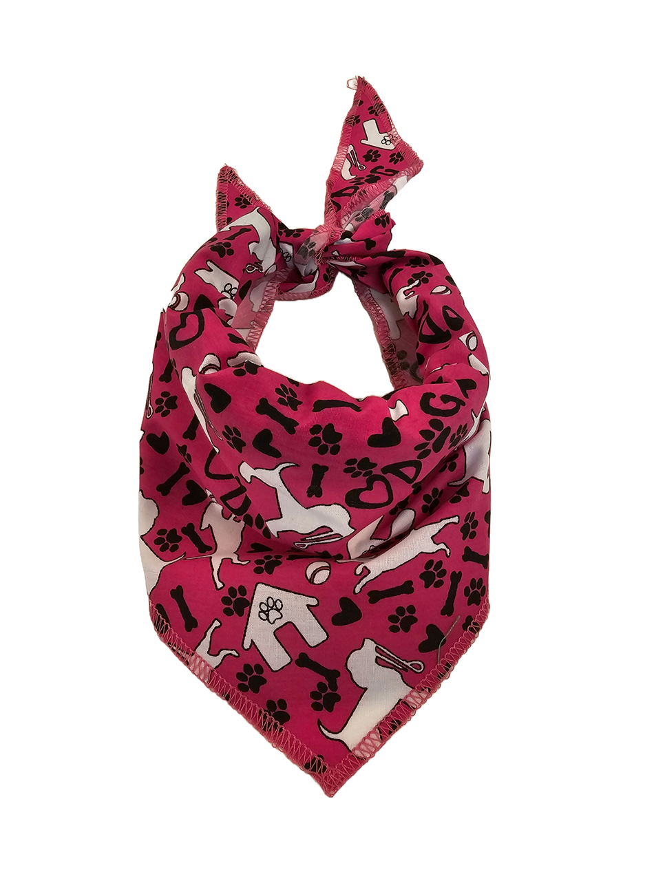 S3087 White Doggie Bandana, Pink