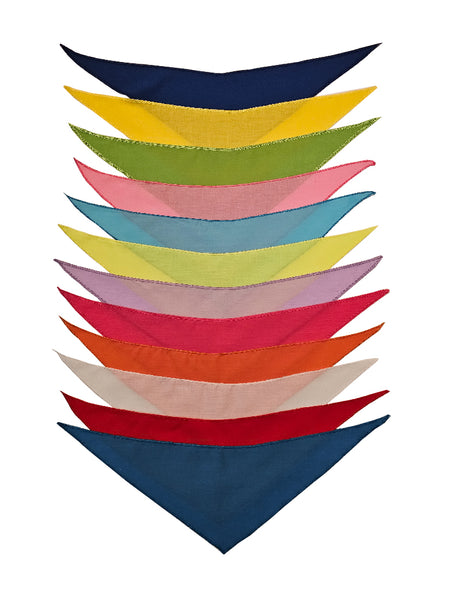 SPKS13 Bandanas Variety Pack Per Size - 12 assorted SOLID COLOUR bandanas  