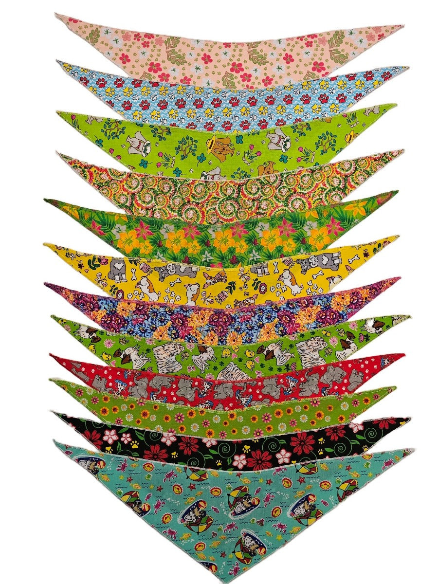 SPKS10 Bandanas Variety Pack Per Size - 12 assorted SPRING SUMMER bandanas  