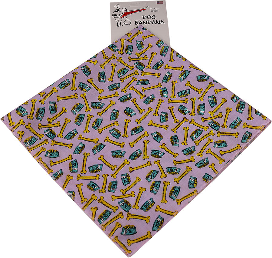 SQA3105 Dog Food Bowl & Bone Bandana, Purple