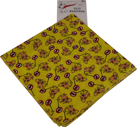 SQ3055 Funny Doggie Peeling On Sign Bandana, Yellow