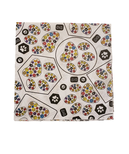 SQ3122 Colorful Paws Bandana, White 