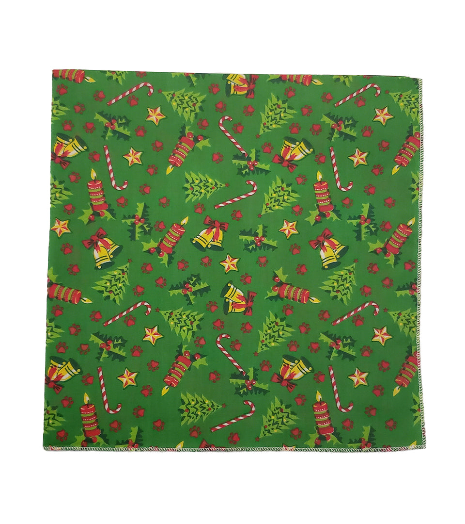 SQ3126 Christmas Trees & Candy Canes Doggie Bandana, Green