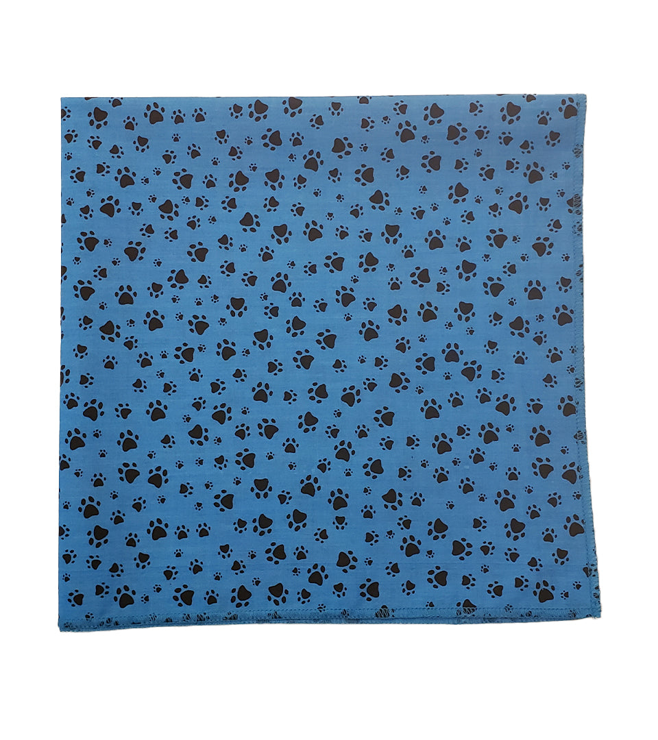 SQ3160 Black Pawprints Bandana, Blue