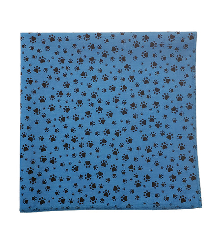 SQ3160 Black Pawprints Bandana, Blue