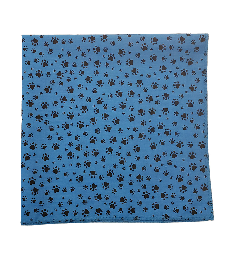 SQ3160 Black Pawprints Bandana, Blue