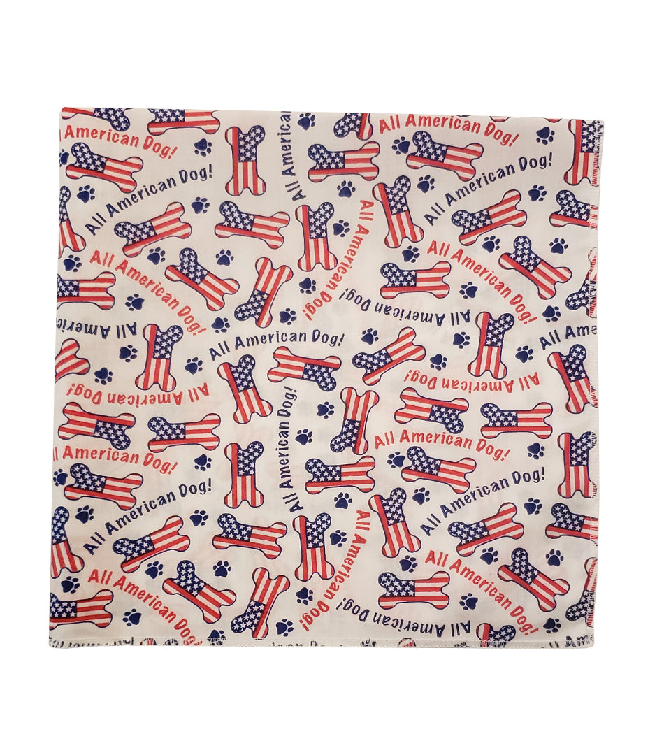 SQ3184 All American Dog Bandana, White