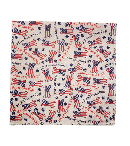 SQ3184 All American Dog Bandana, White