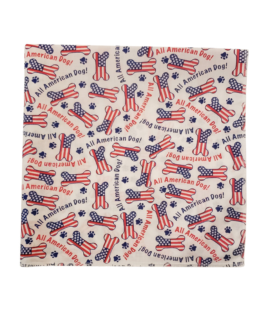 SQ3184 All American Dog Bandana, White