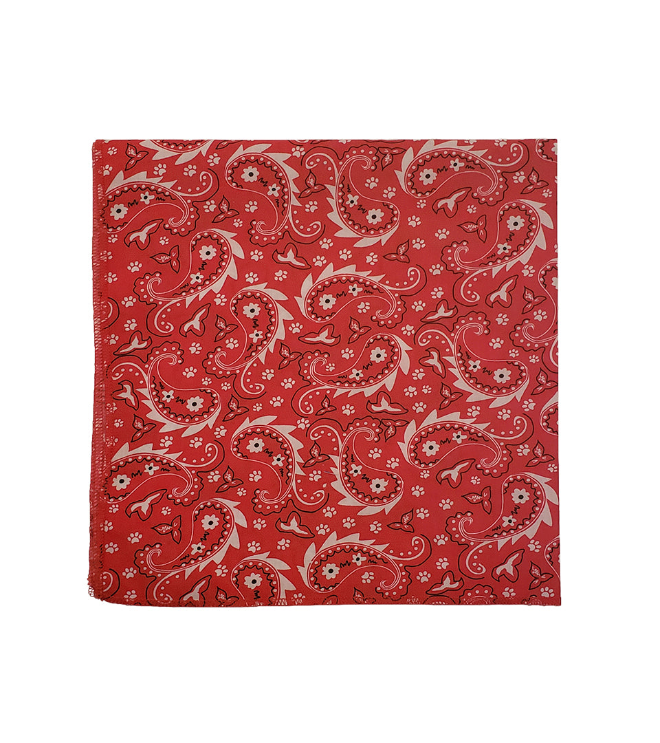 SQ3193 Paisley & Pawprints Bandana, Red