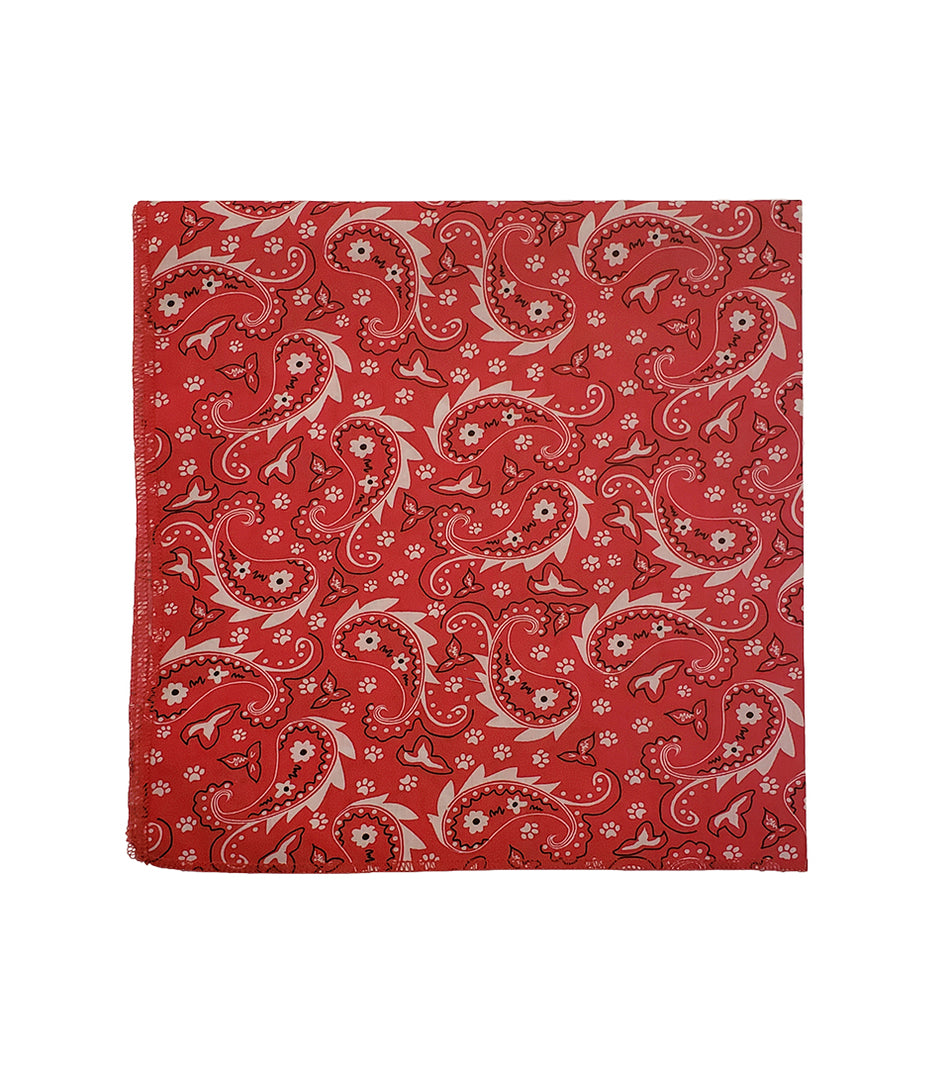 SQ3193 Paisley & Pawprints Bandana, Red