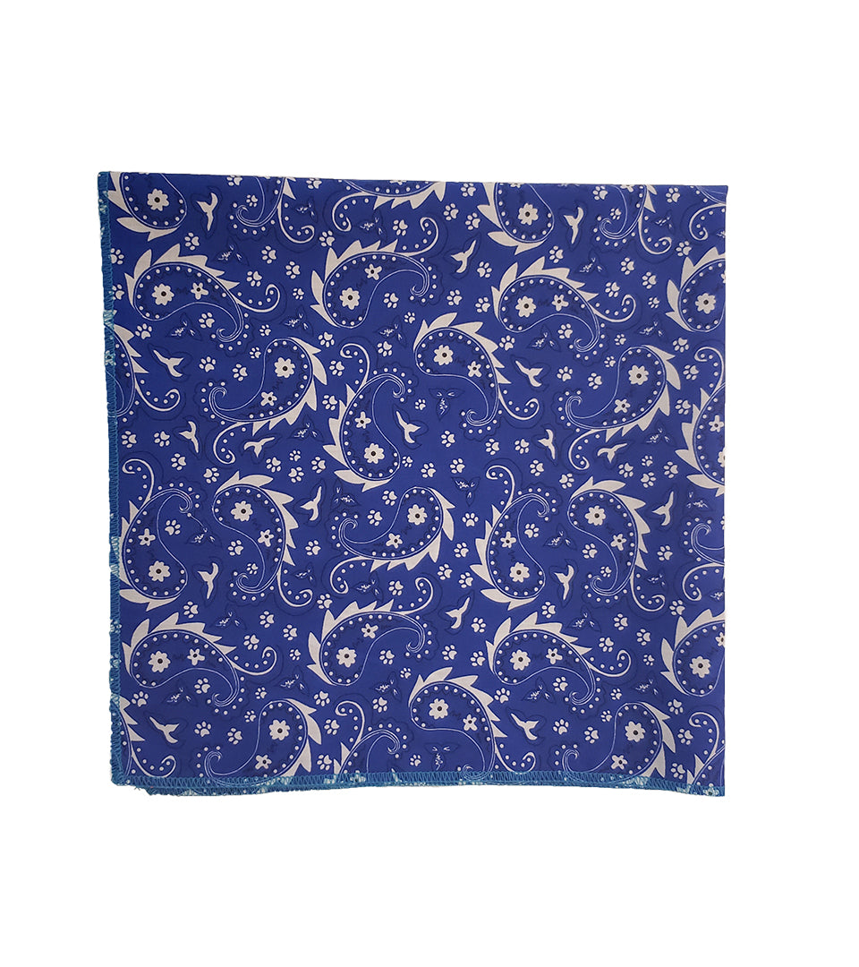 SQ3201 Paisley & Pawprints Bandana, Blue