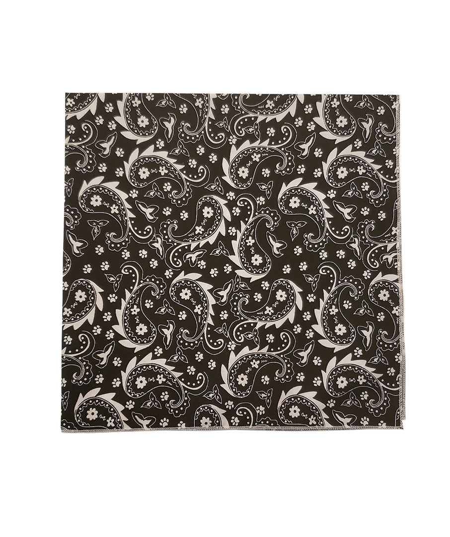 SQ3217 Paisley & Pawprints Bandana, Black
