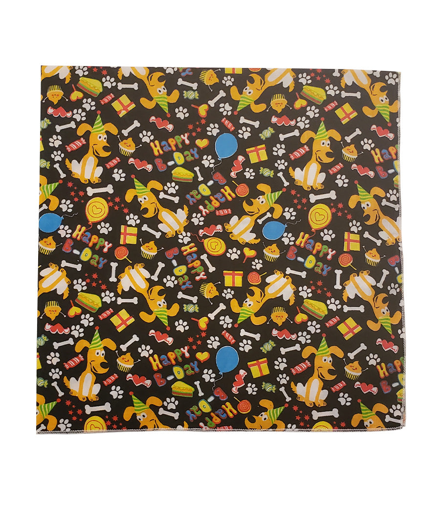 SQ3032 Happy Birthday Doggie Bandana, Black