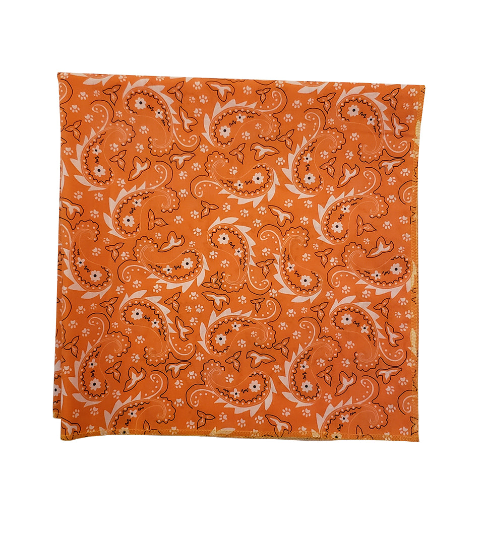 SQ3051 Paisley & Pawprints Bandana, Orange