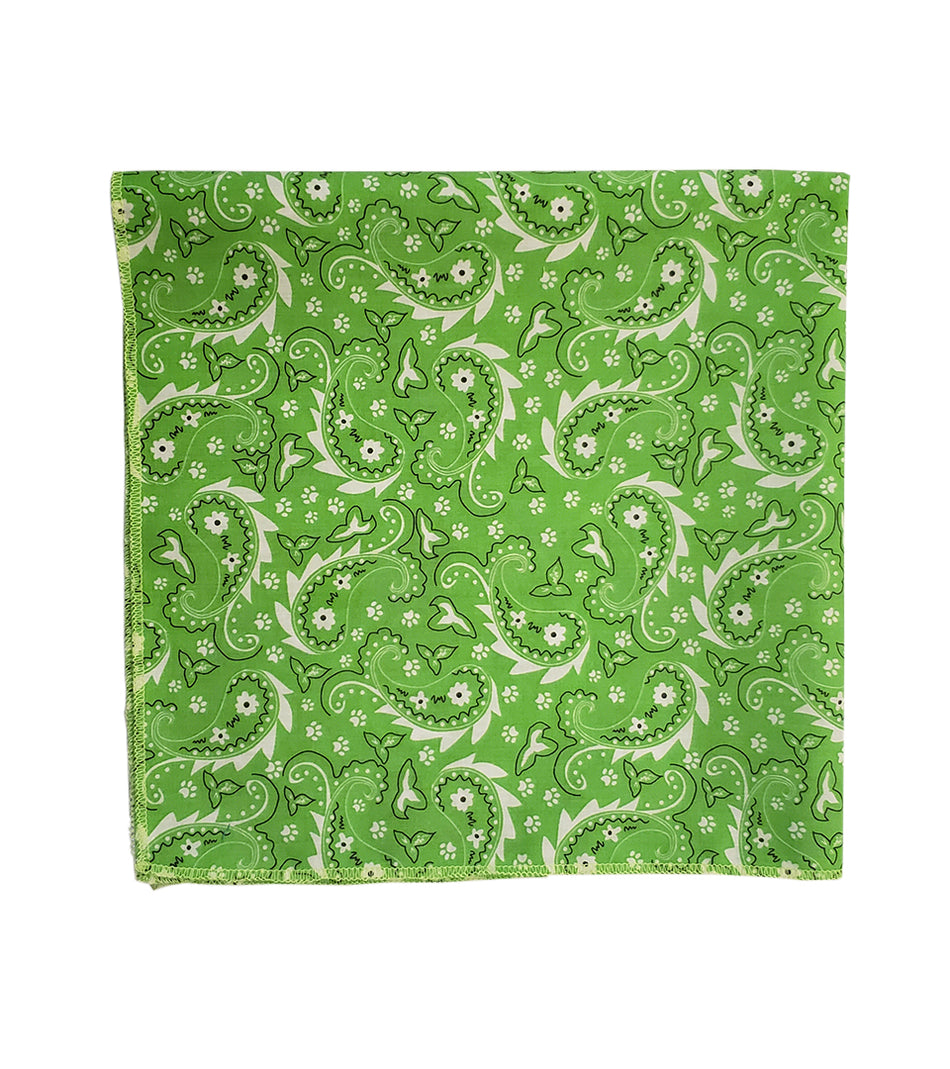 SQ3052 Paisley & Pawprints Bandana, Green