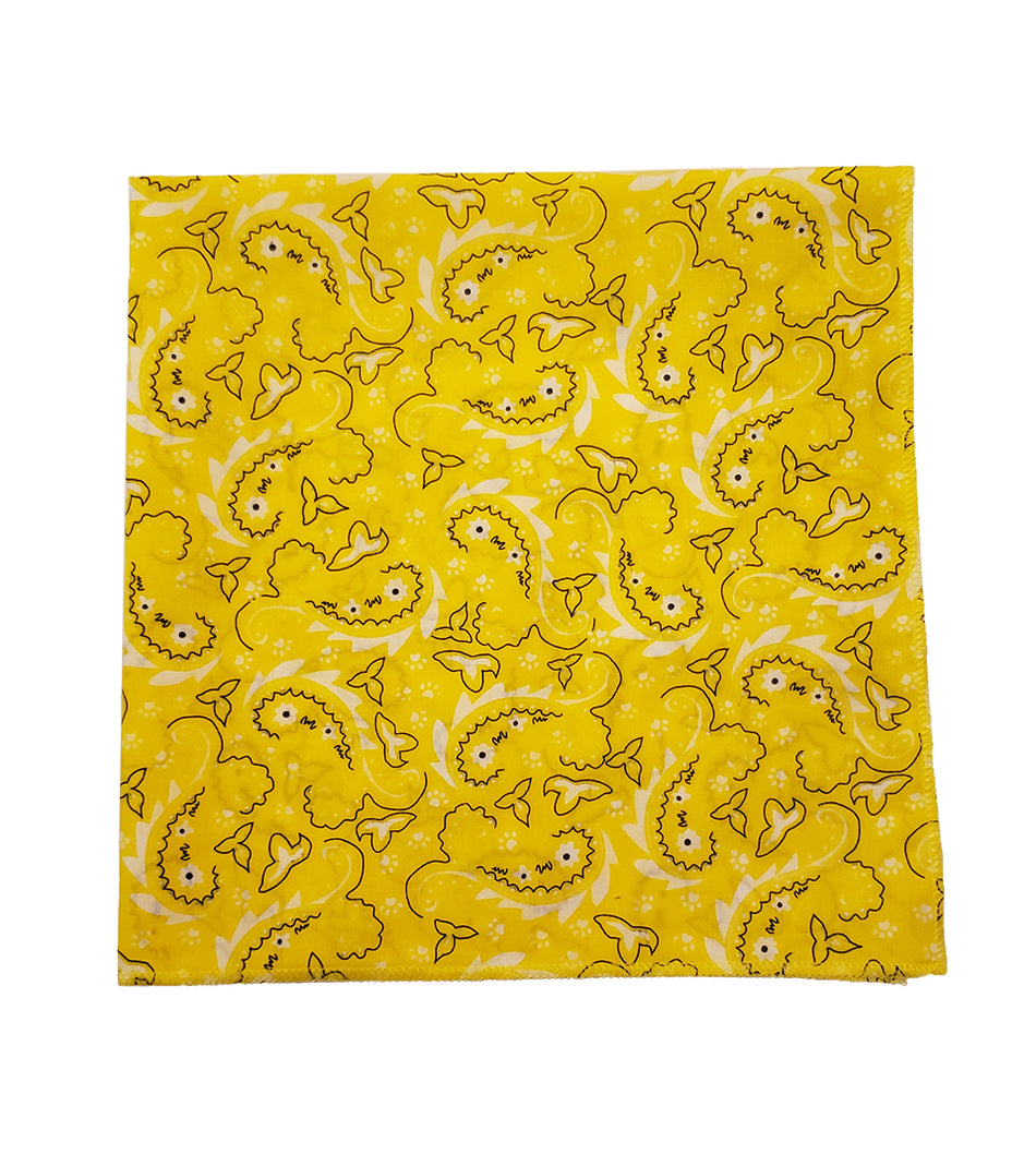 SQ3068 Paisley & Pawprints Bandana, Yellow
