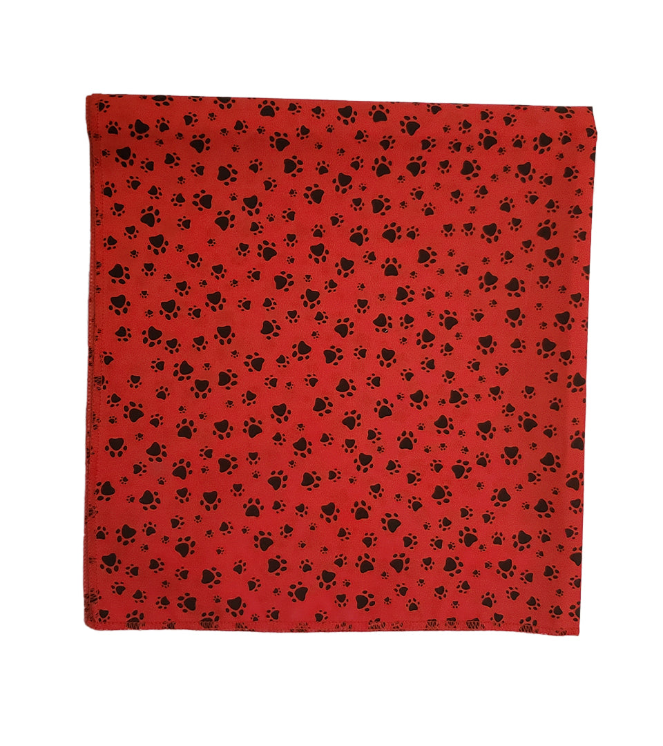 SQ3091 Black Pawprints Bandana, Red