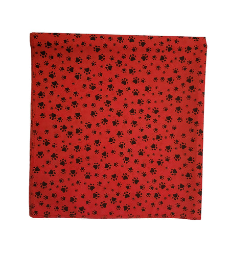 SQ3091 Black Pawprints Bandana, Red