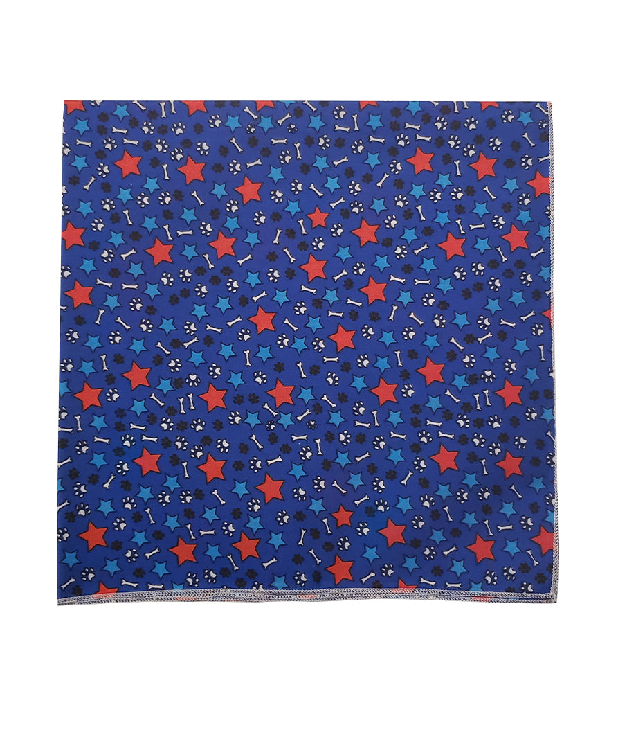 SQ3096 Paws, Bones & Stars Bandana, Blue