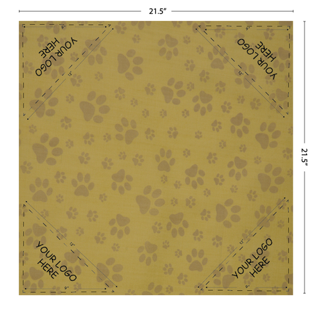 SQ3601 Square Bandana Paws Beige