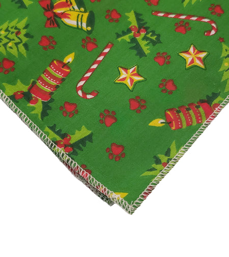 SQ3126 Christmas Trees & Candy Canes Doggie Bandana, Green