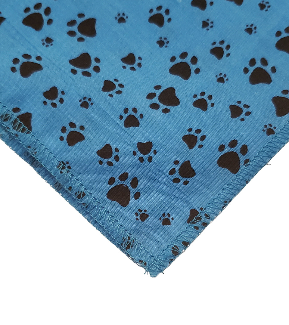 SQ3160 Black Pawprints Bandana, Blue