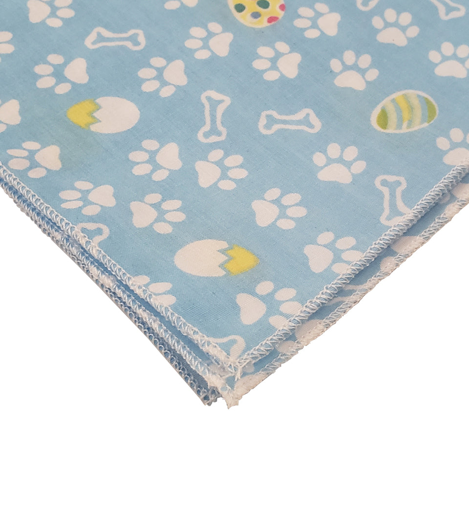 SQ3017 White Paws & Bones Easter Bandana, Blue