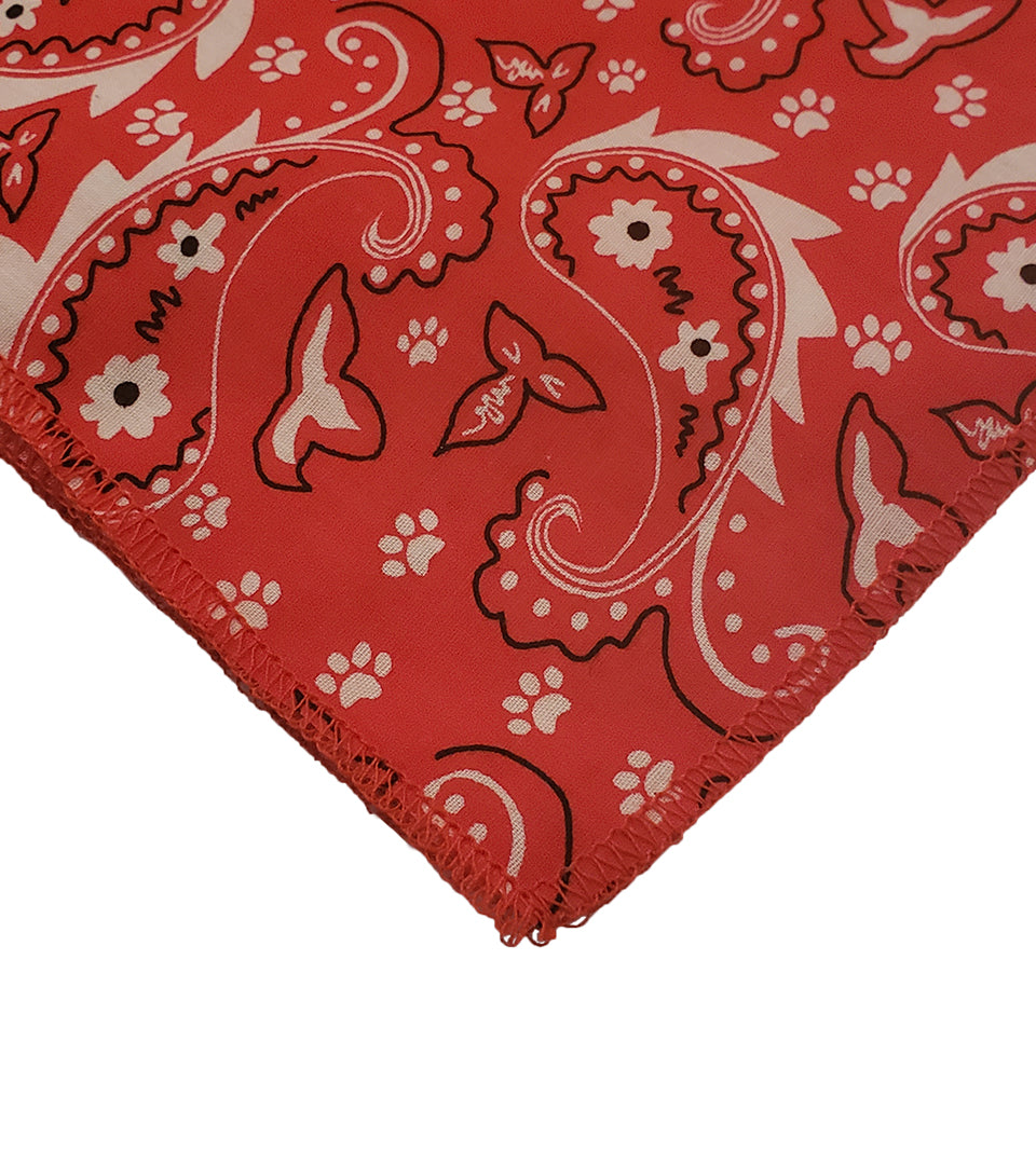 SQ3193 Paisley & Pawprints Bandana, Red