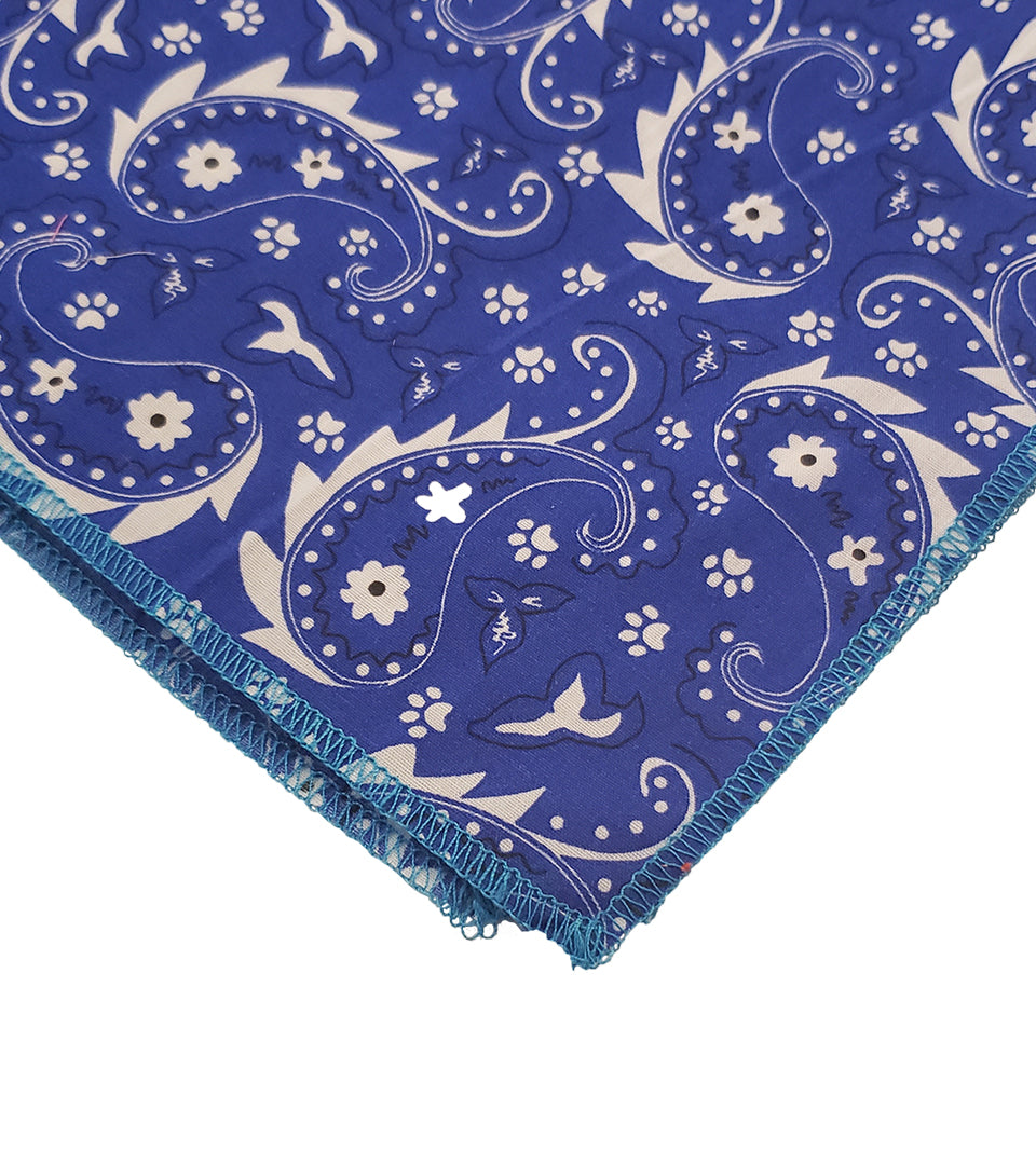 SQ3201 Paisley & Pawprints Bandana, Blue