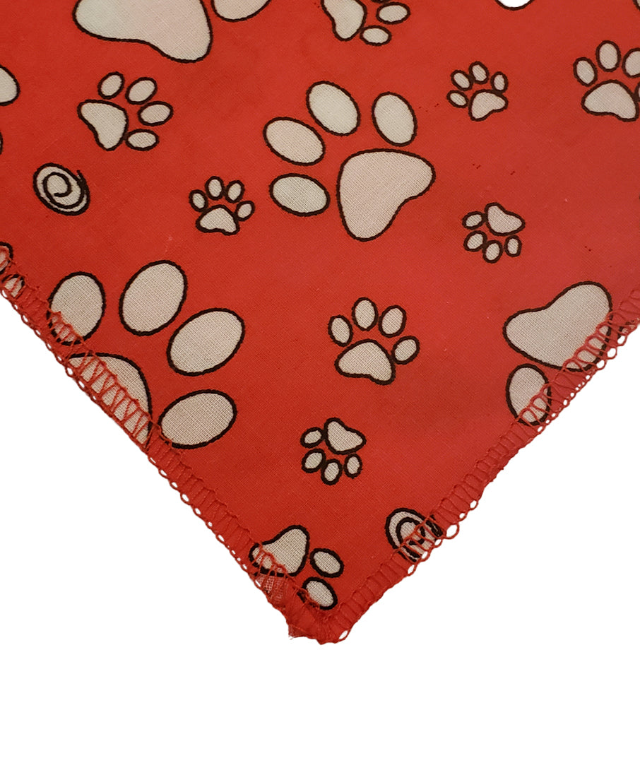 SQ3211 Pawprints Square Bandana, Red