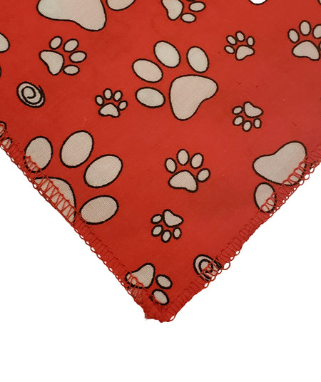 SQ3211 Pawprints Square Bandana, Red