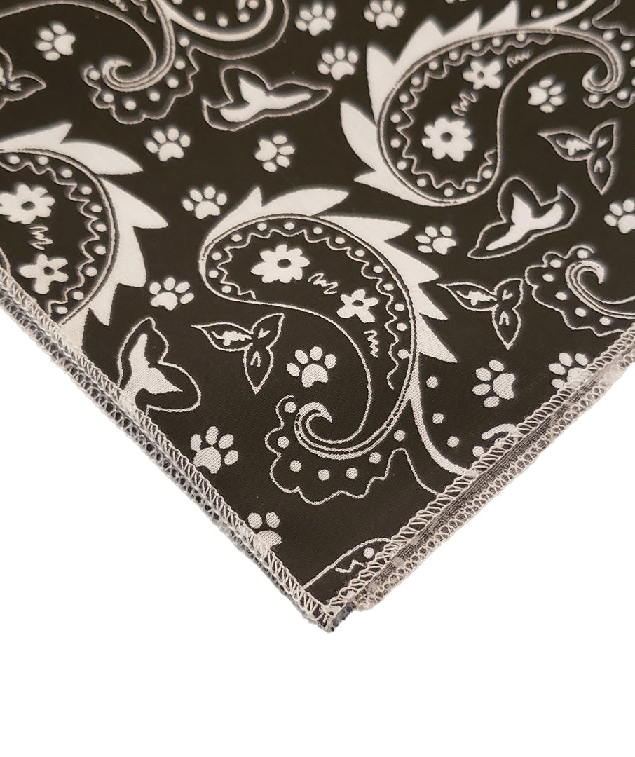 SQ3217 Paisley & Pawprints Bandana, Black