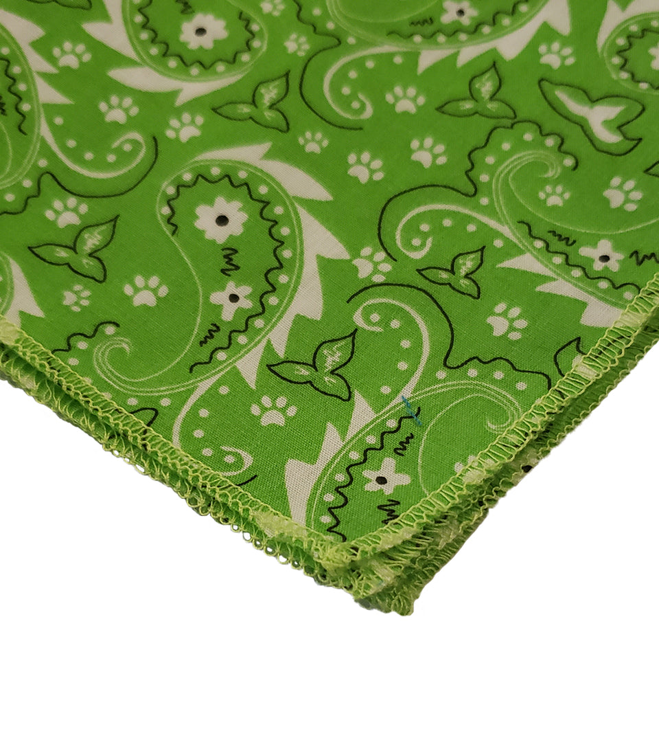 SQ3052 Paisley & Pawprints Bandana, Green