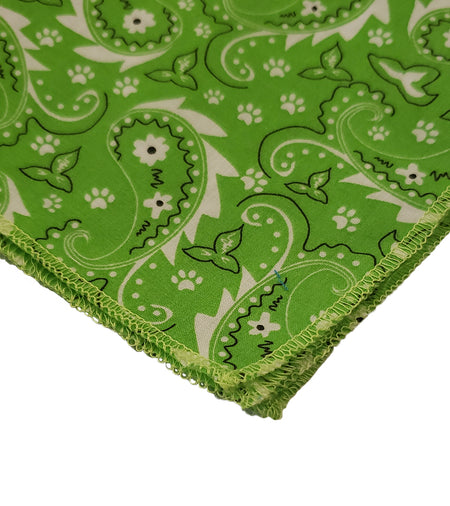 SQ3052 Paisley & Pawprints Bandana, Green