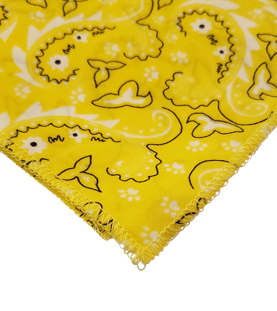SQ3068 Paisley & Pawprints Bandana, Yellow