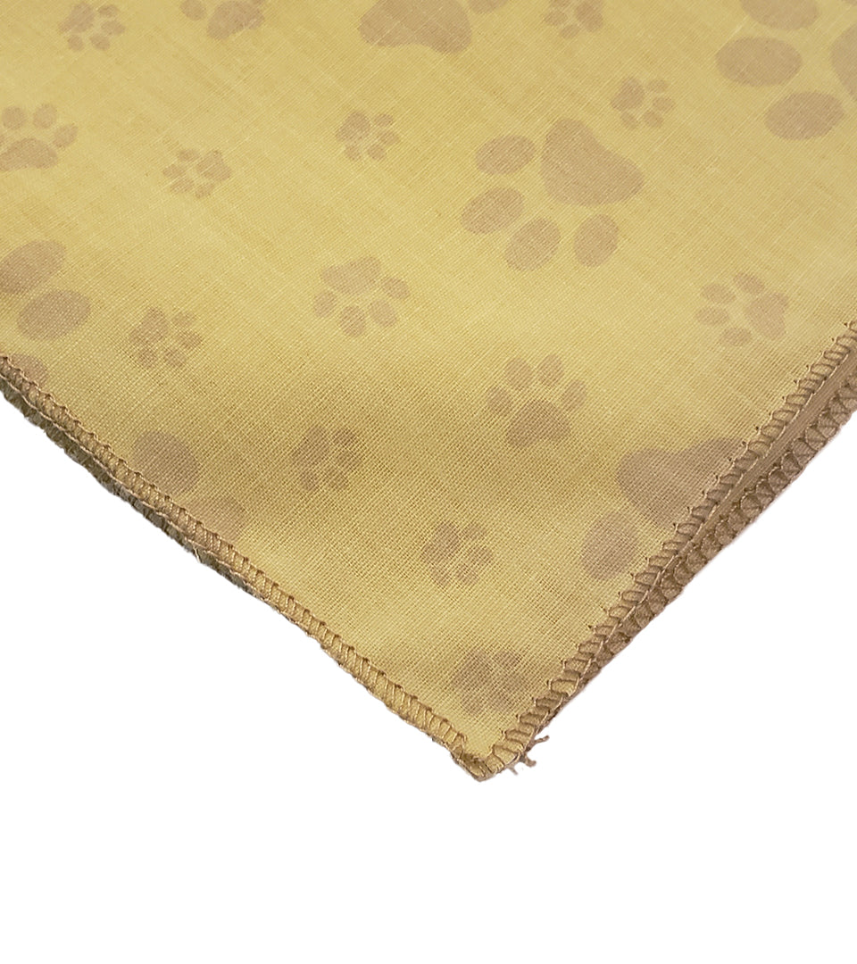 SQ3083 Brown Pawprints Bandana, Beige