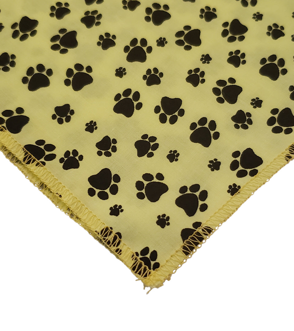 SQ3088 Black Pawprints Bandana, Neon Yellow