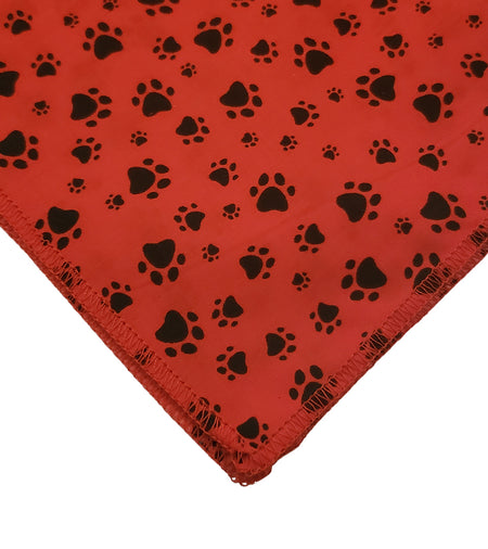 SQ3091 Black Pawprints Bandana, Red