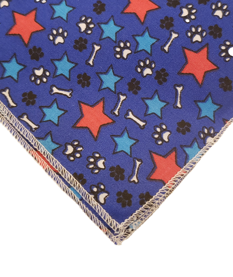 SQ3096 Paws, Bones & Stars Bandana, Blue