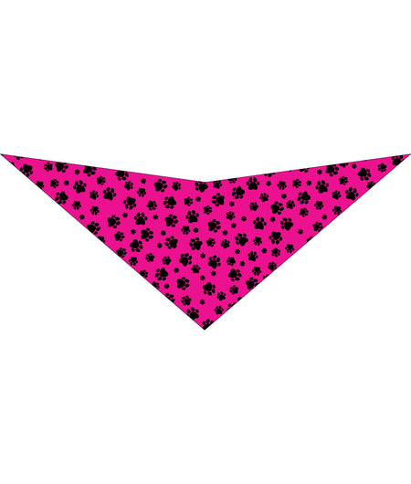 S3159 Black Pawprints Bandana, Pink