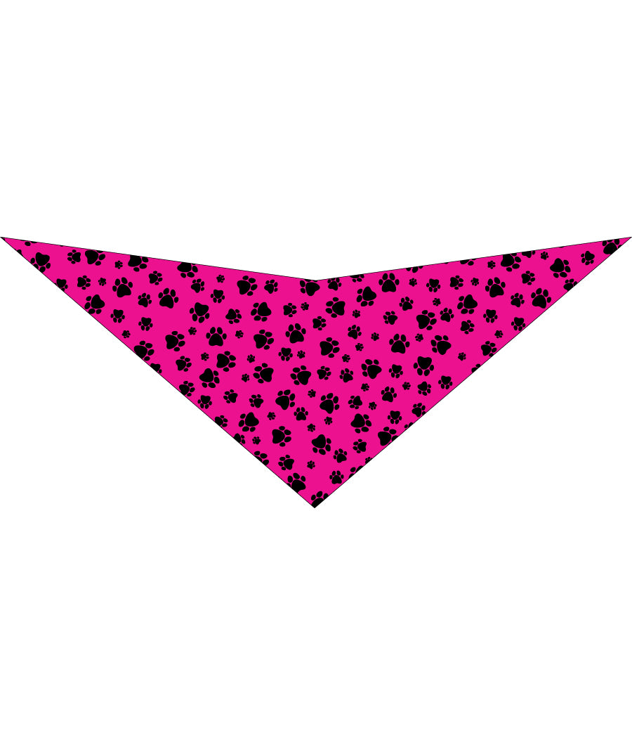 S3159 Black Pawprints Bandana, Pink