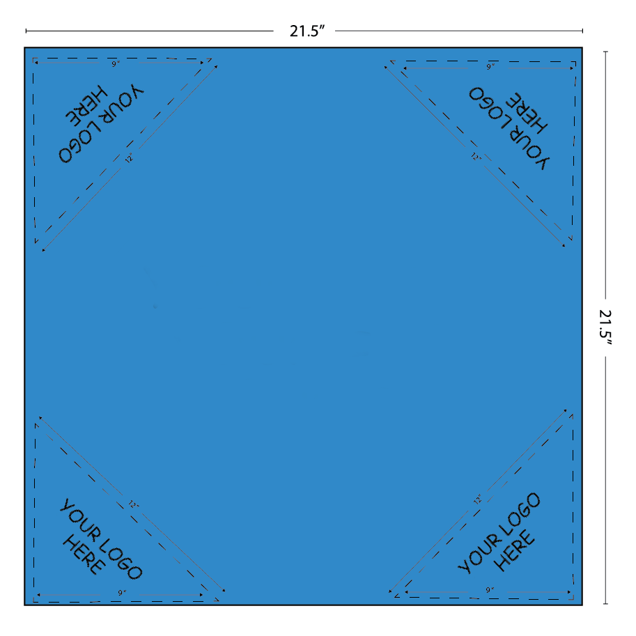 SQ3614 Black Color Logo Print, Square Bandana, Carolina Blue